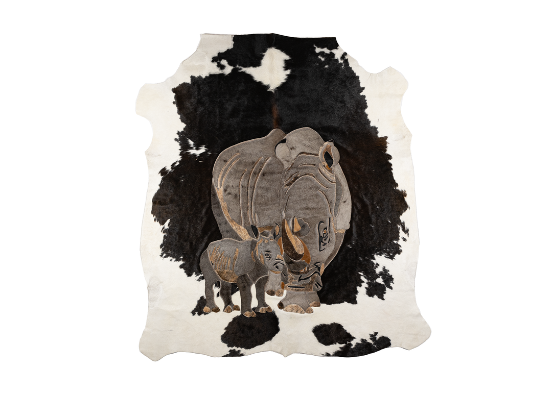 Rhino Mother & Baby Full Hide Rug