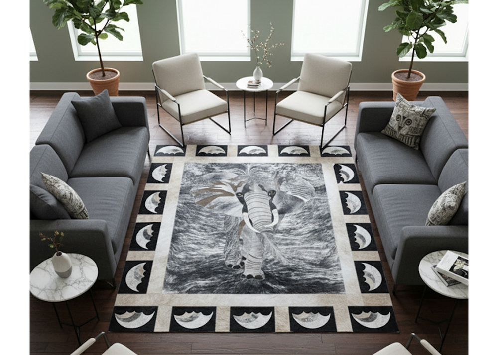 Elephant - Pegasus Border Rug