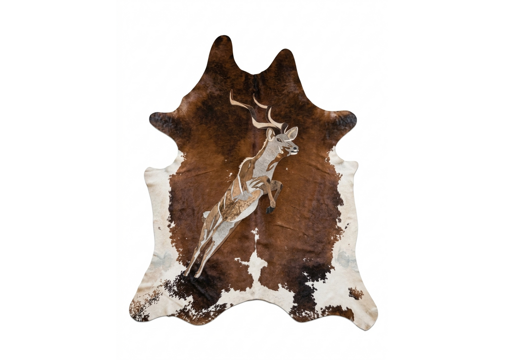 Kudu in Full Flight - Full Hide Rug