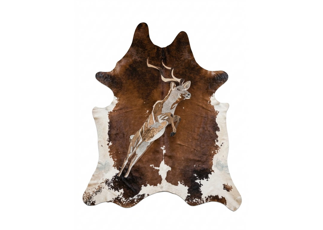 Kudu in Full Flight - Full Hide Rug