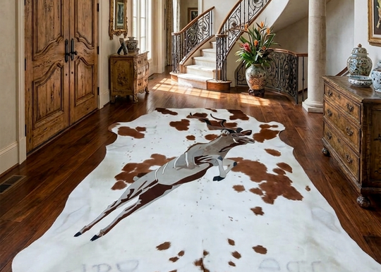 Kudu in Full Flight - Full Hide Rug