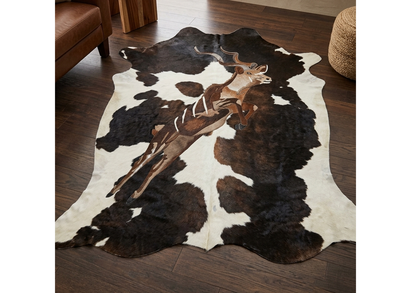 Kudu in Full Flight - Full Hide Rug