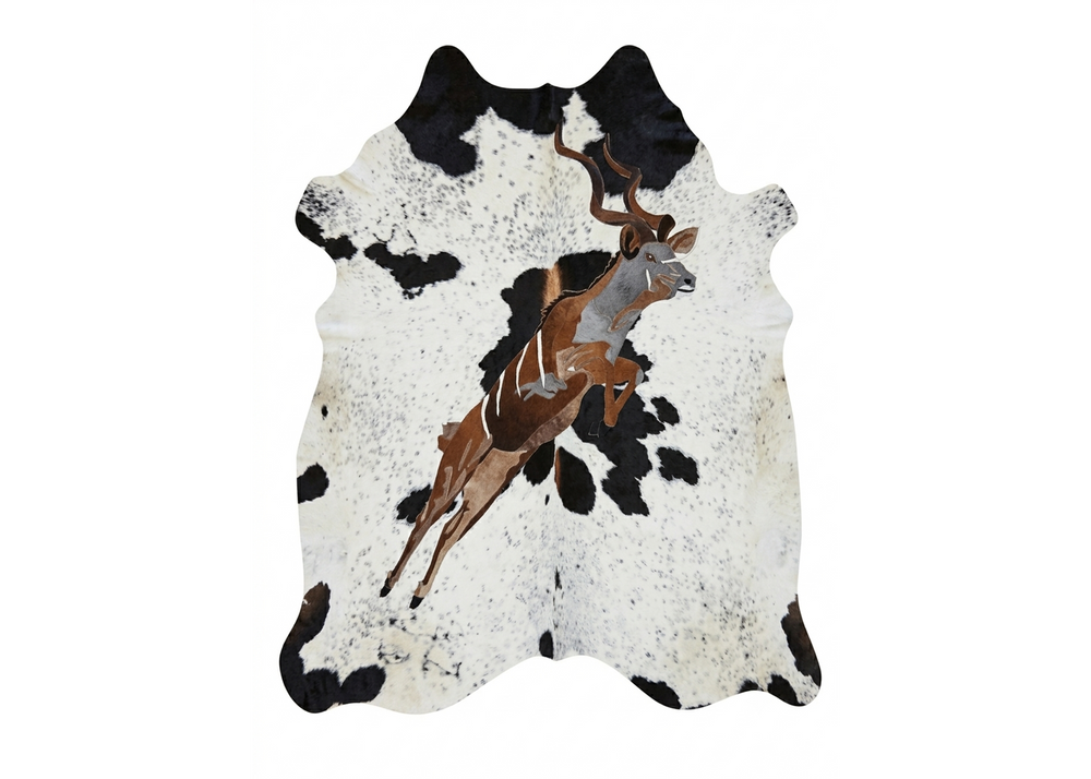Kudu in Full Flight - Full Hide Rug