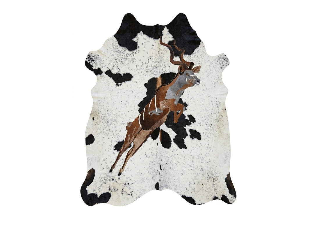 Kudu in Full Flight - Full Hide Rug