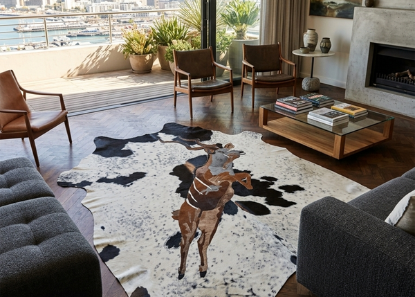 Kudu in Full Flight - Full Hide Rug