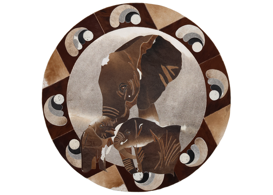 Elephant Mother & Baby - Round Rug