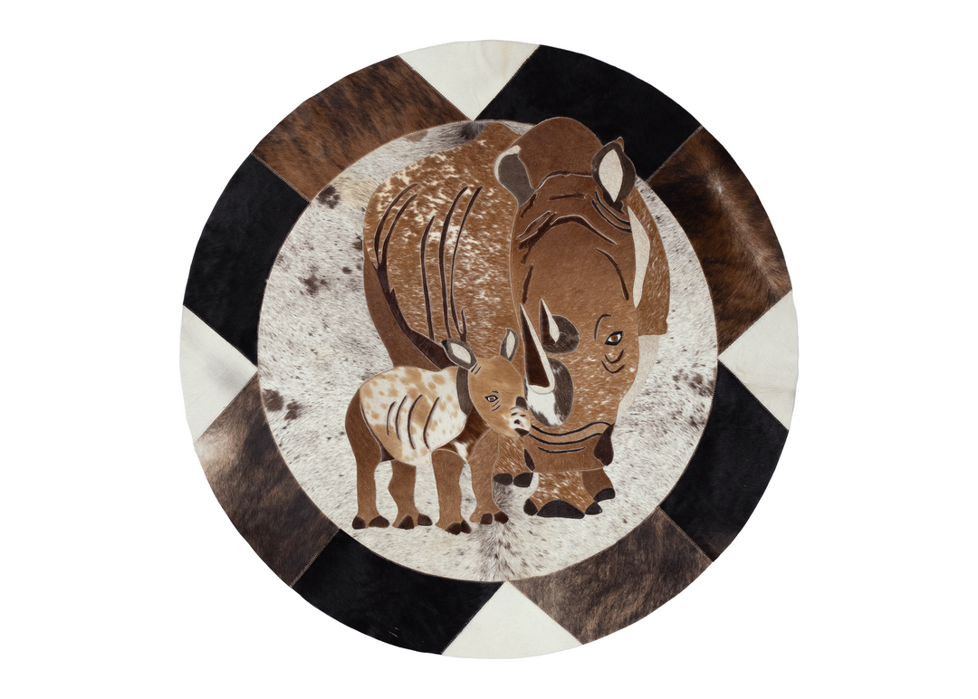 Rhino Rug Mythical Rhino & Baby - Round Rug – Vukari