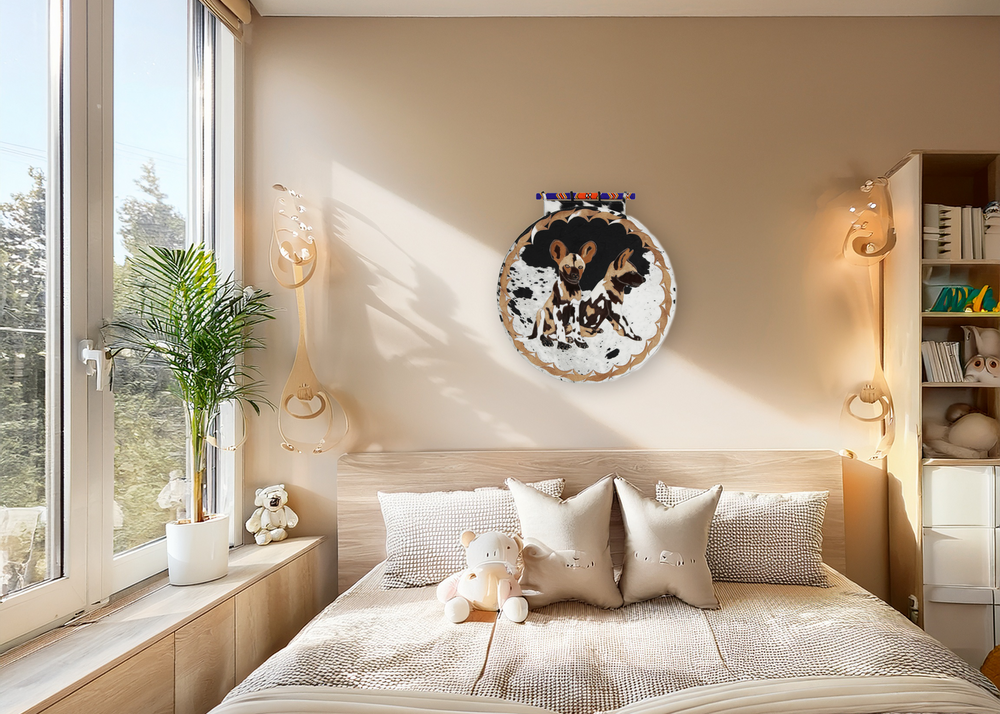 African Drum & Wild Dog Pups - Wall