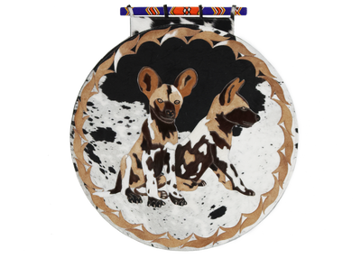 African Drum & Wild Dog Pups - Wall
