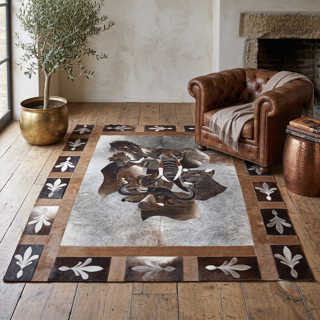 The Big 5 - Fleur De Lis Bordered Rug